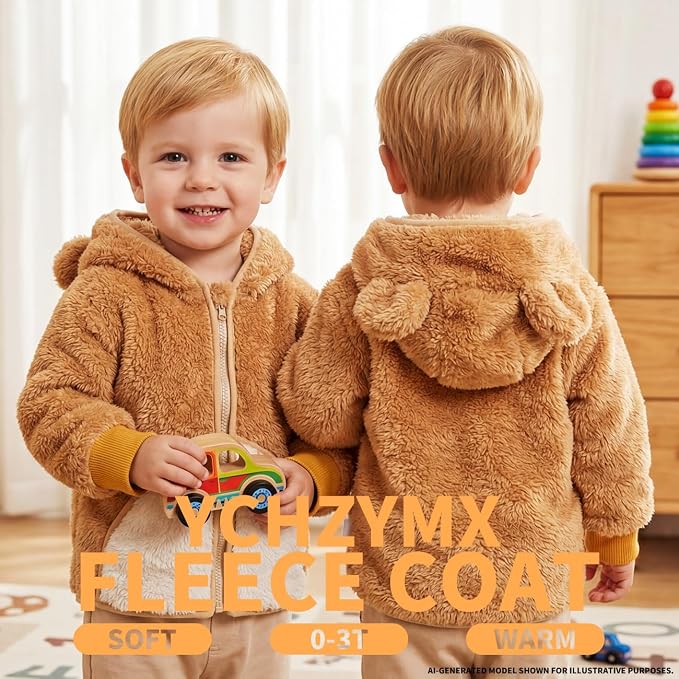 Baby Girl Winter Warm Fleece Jacket Toddler Boy Sherpa Infant Sweater Coat | - Image 5
