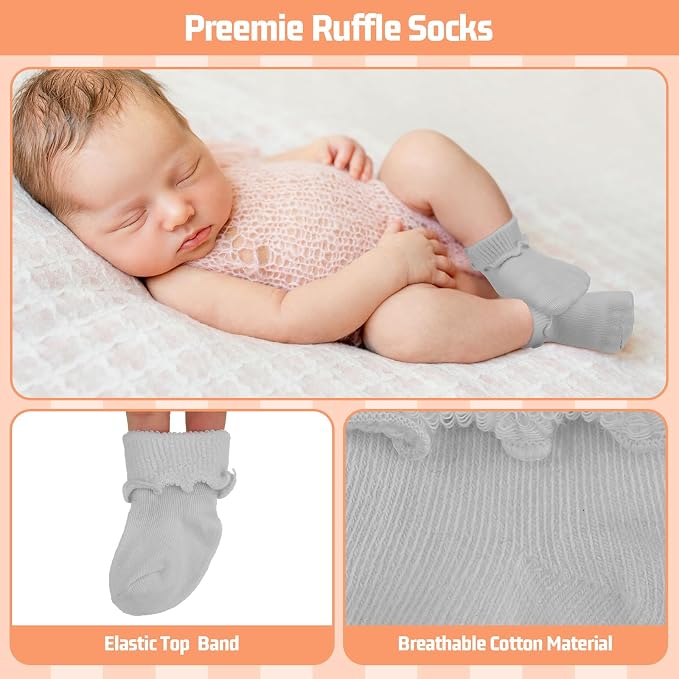 Toulite 12 Pair Preemie Newborn Baby Socks - Image 4