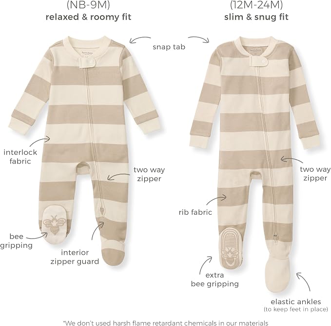 Burt's Bees Baby Girls Organic Cotton, Snug Fit Footed Sleeper Pajamas | - Image 3