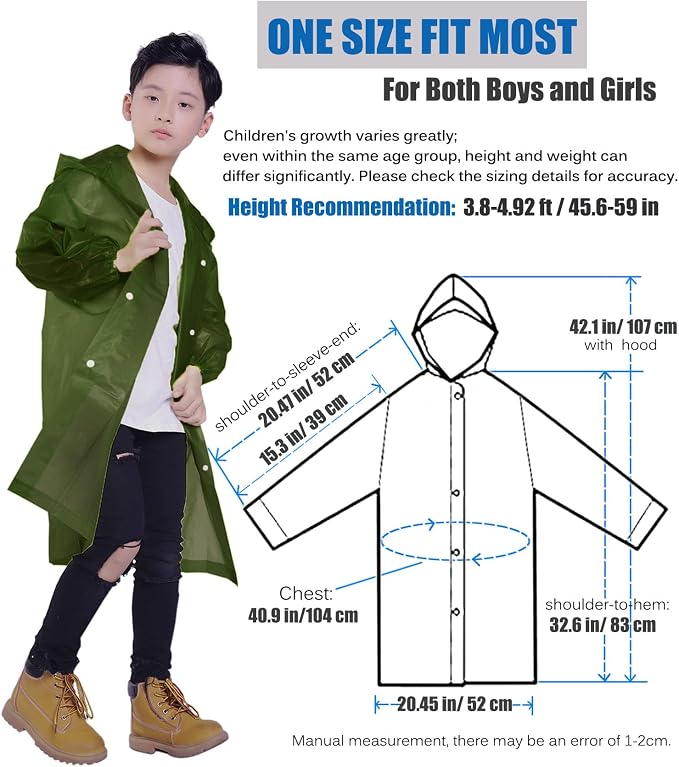 Kids Rain Jacket, 2 Pack Rain Ponchos - Image 2