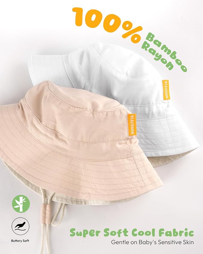 Baby Sun Hat for Toddler Kids Bamboo Rayon Bucket Hat Summer Beach Sun - Image 4