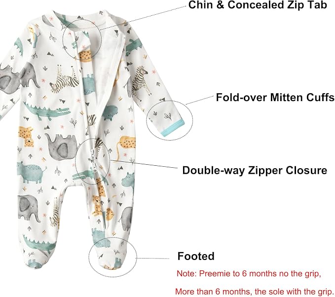 Aablexema Baby Footie Pajamas Cotton - Image 3