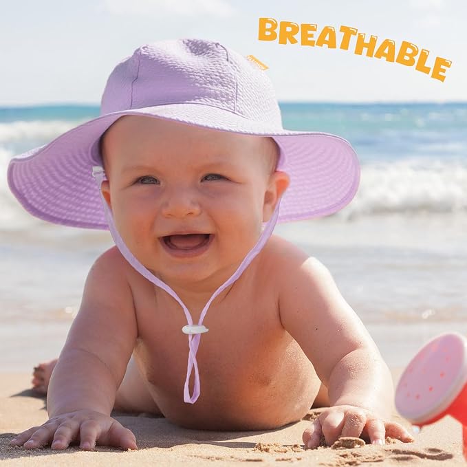 HONGTEYA Baby Sun Hat Wide Brim Adjustable Toddler Beach Bucket Hat | Soft - Image 2