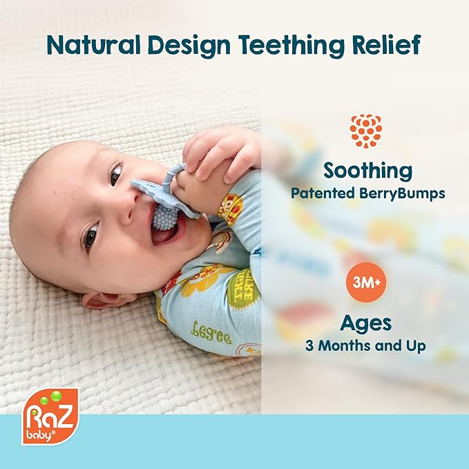 RaZbaby Dragon RaZbuddy w/RaZberry Teething Relief Pacifier – Soothes Sore Gums w/Nature-Inspired Texture, 100% BPA-Free Silicone Teether, Detachable Stuffed Animal – 3 Months+ Teether, Mint