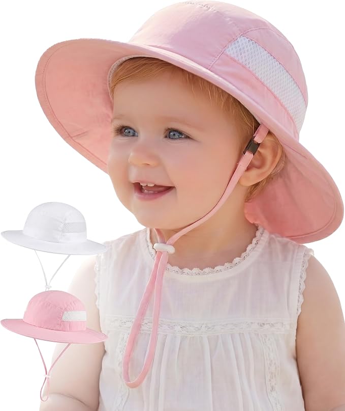 HONGTEYA 2 Pack Baby Sun Hat Infant Toddler Boys Girls Sun Protection Bucket by HONGTEYA