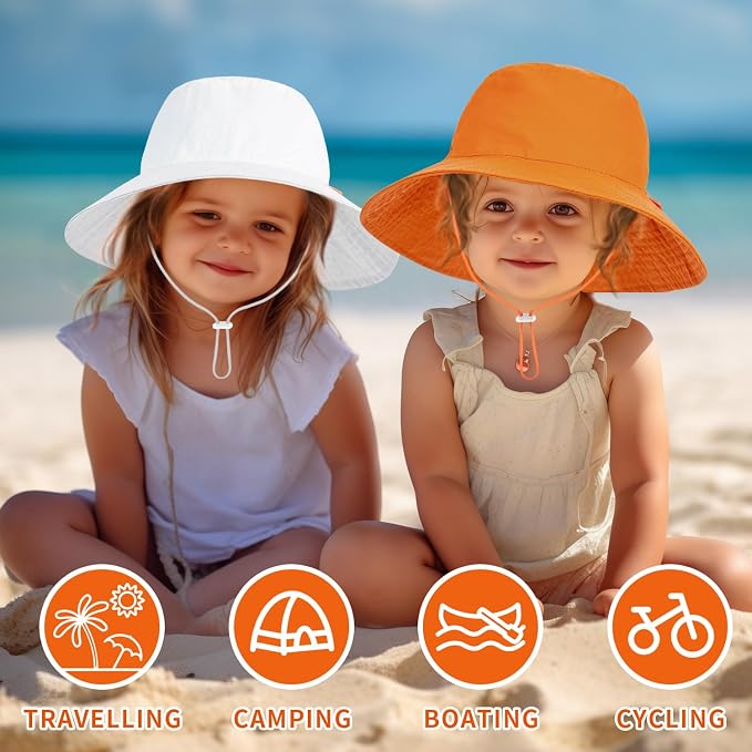 Baby Sun Hat Kids Summer Sun Protection Toddler Bucket Hat Wide Brim Adjustable - Image 3