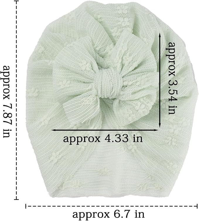 Baby Girls Hair Bow Turban Hat 6PCS Set, Top Bowknot Head Wrap Beanie India Caps - Image 2