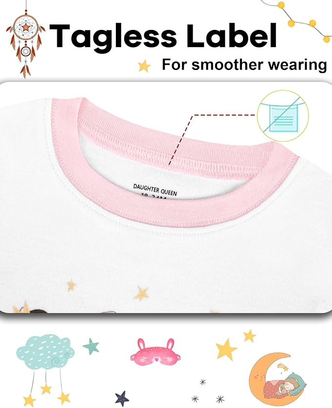 DAUGHTER QUEEN Girls Summer Pajamas Set 4 Pieces 100% Cotton Sleepwear Size 18 - Image 3