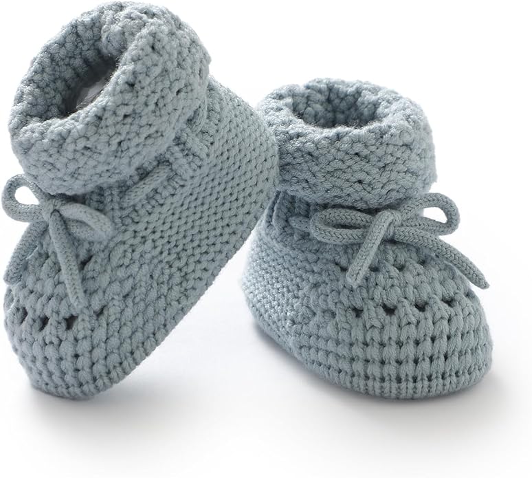 Baby Booties 100% Cotton Knitted Newborn First Cozy Warm Crib Shoes by Rebolly