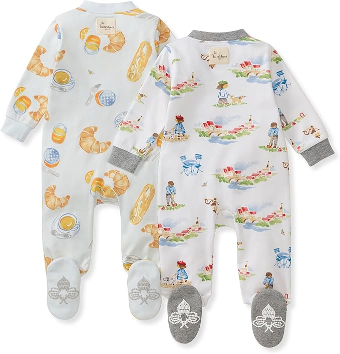 Burt's Bees Baby Boys' Organic Cotton, Sleep and Play Footed Pajamas | Easy zip - Image 2