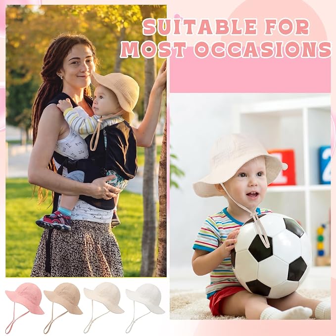4 Pack Muslin Baby Sun Hat UPF 50+ Sun Protection | Soft Muslin, Wide Brim - Image 7