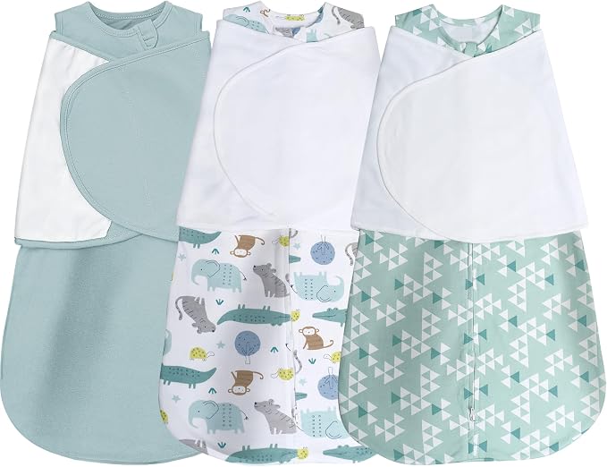 Baby Sleep Sack Swaddle 3 Pack, 3-Way Adjustable, Organic Cotton | Swaddles 3-6 by AugTwig