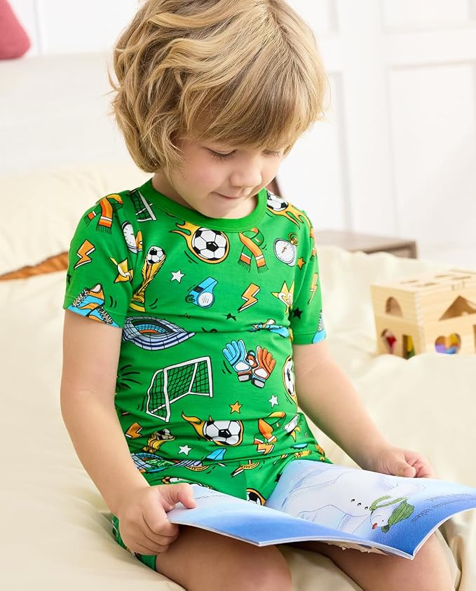 babee Reshinee Bamboo Viscose Toddler Boys Pajamas Set, Short Sleeve Kids - Image 2