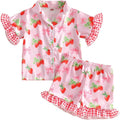 Kuriozud Toddler Baby Girl Pajamas Set Summer Floral Short Sleeve Button Down by Kuriozud