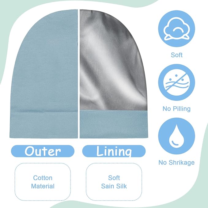 6 Pack Satin Lined Baby Beanie Newborn - Image 3