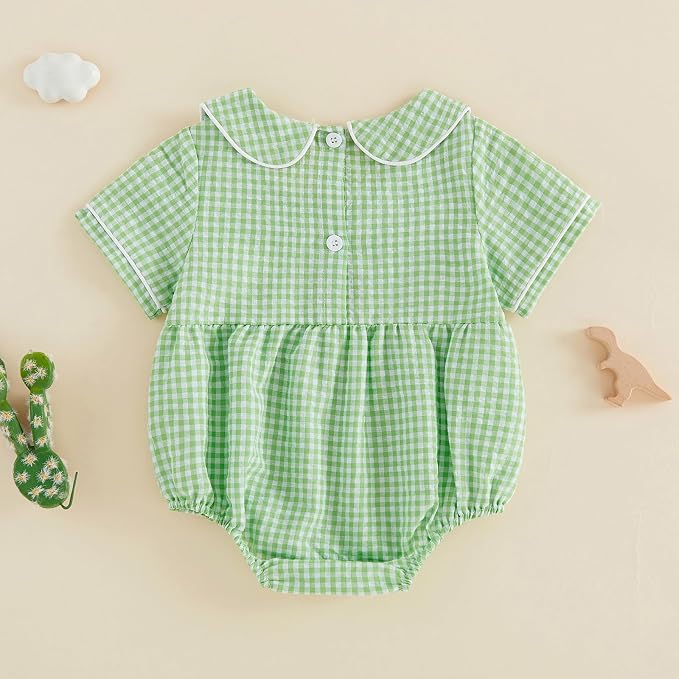 Baby Boy Girl Bubble Romper Short Sleeve Collar Summer Bodysuit - Image 4