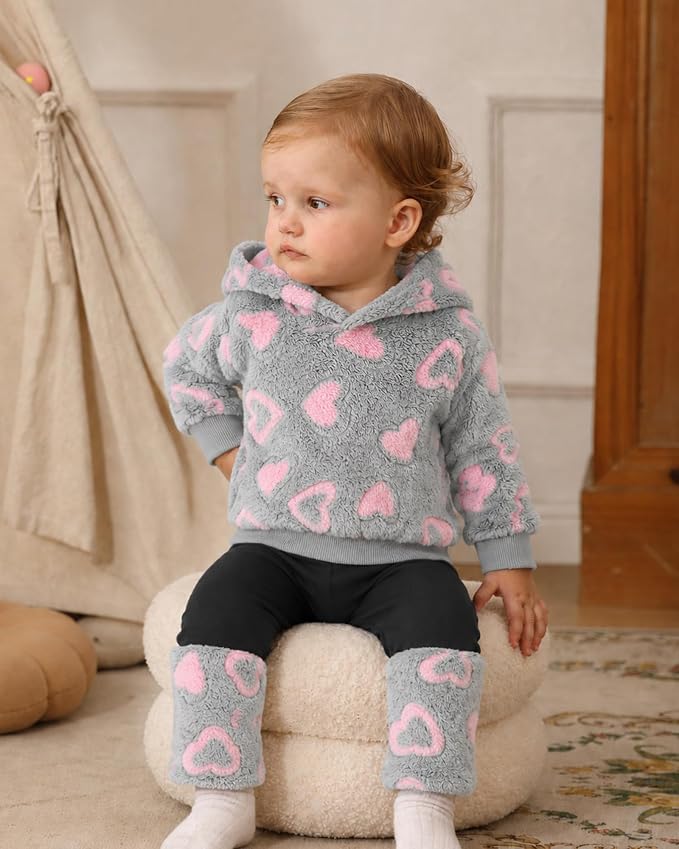 Jecson Toddler Girl Clothes Baby Girl Fleece Hoodie Outfits Thick Thermal - Image 3