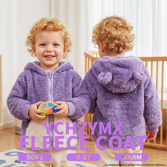 Baby Girl Winter Warm Fleece Jacket Toddler Boy Sherpa Infant Sweater Coat | - Image 5