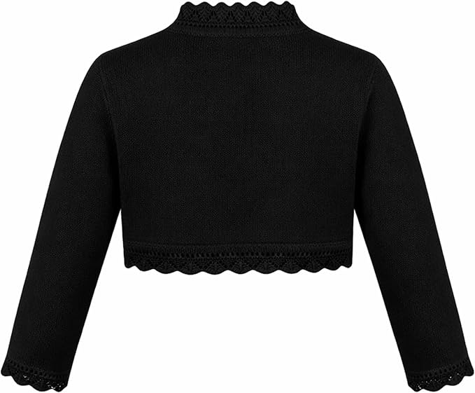 Lilax Little Girls' Knit Long Sleeve Button Closure Bolero Cardigan Shrug - Image 2