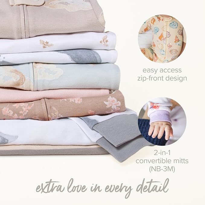 Burt's Bees Baby Girls' Organic Cotton, Sleep and Play Footed Pajamas | Easy - Image 4