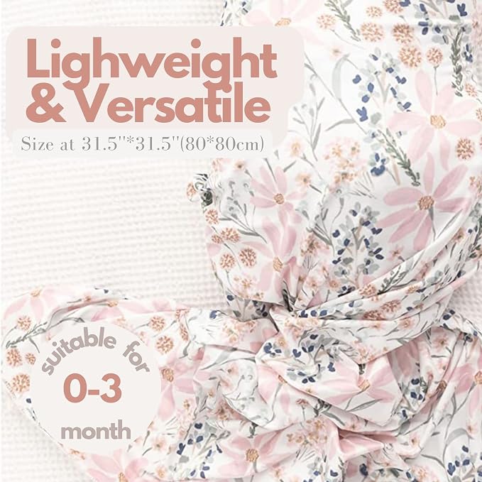 Newborn Baby Swaddle Set Headband Beanie and Name Card - Image 3