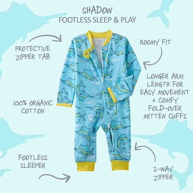 Butterblu Shadow Sleep & Play 100% Cotton Footless Two Way Zip Front PJs - Image 2