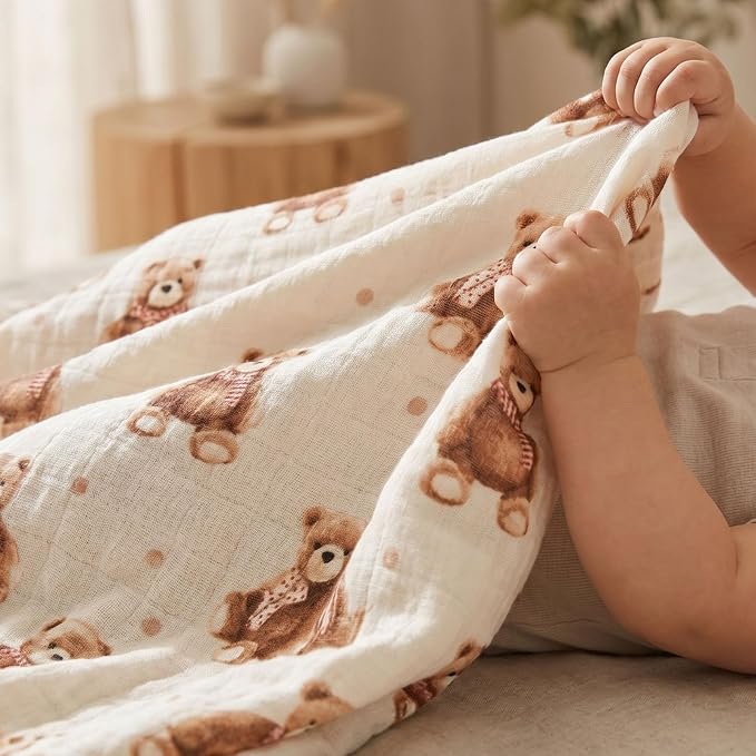 Muslin Swaddle Blankets for Newborn, Cotton Receiving Blanket | 4 Pack 100% - Image 4