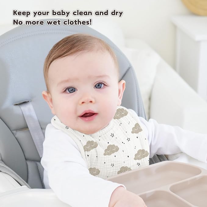 Susurration Muslin Baby Drool Bibs 10Pack Soft Square Adjustable Bandana Bibs - Image 5