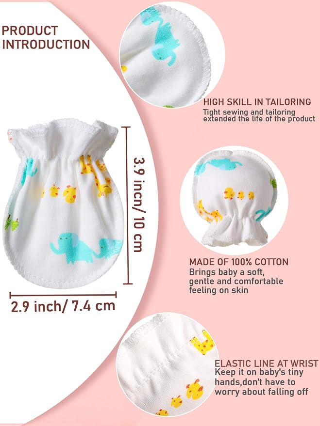 Syhood 17 Pairs Baby Mittens Cotton No Scratch Gloves - Image 2