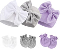Newborn Baby Hats and Mittens Set Infant Bow Beanie Cap Toddler Gloves Newborn by AQOKKA