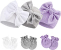 BQUBO Newborn Girls Hats Baby Hat and Mittens Set Infant Caps Bow Hospital by DRESHOW