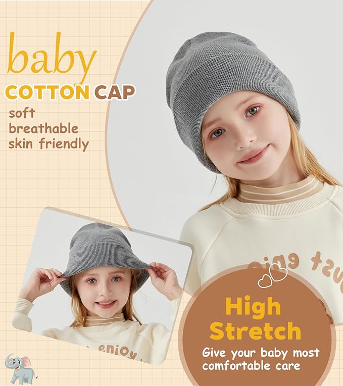 100% Cotton Baby Beanie Toddler Boys Girls Kids Winter Hat Knit Winter Warm Cap - Image 4