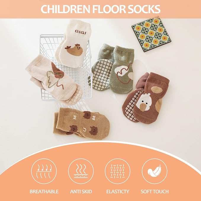 TRUEHAN 5 Pairs Toddler Non Slip Socks - Image 3