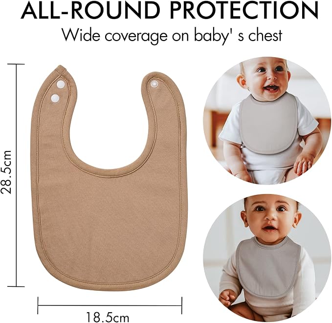10 Pack Cotton Snap Bibs for Baby Boy Girl, Super Soft Drool Bibs for Teething - Image 6