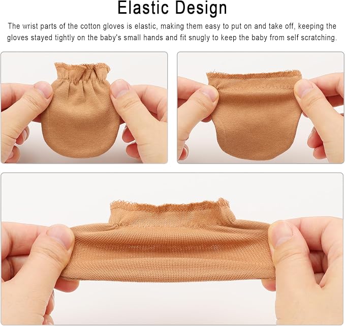 BQUBO Newborn Infant Toddler Mittens No Scratch Cotton Elastic Wrist Gloves - Image 7