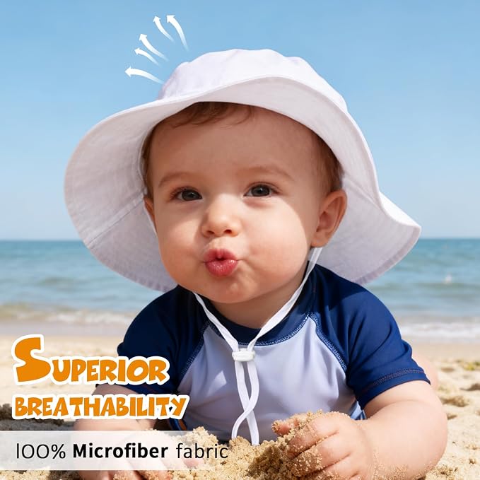 Baby Toddler Sun Hat, Boys Girls Adjustable Bucket Hat - Image 2