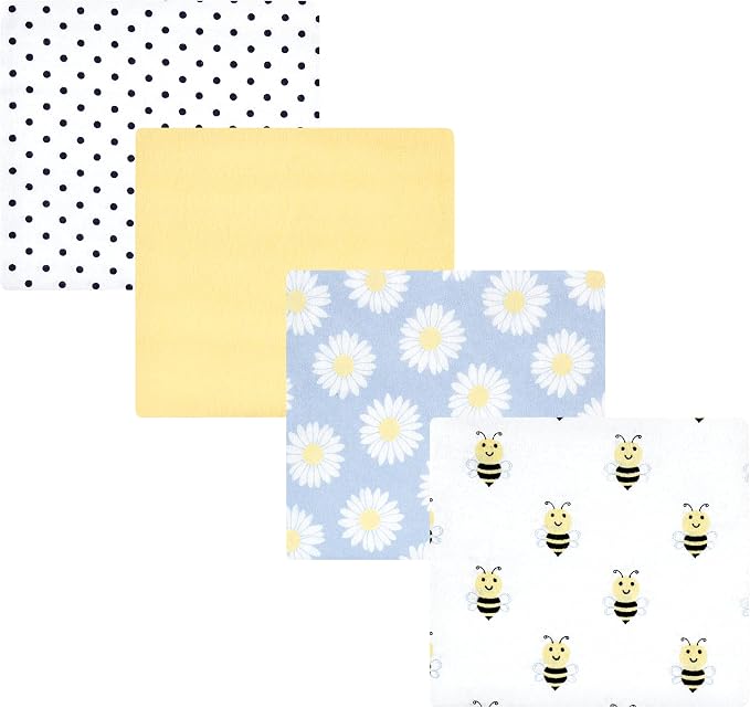 Hudson Baby Unisex Baby Cotton Flannel Receiving Blankets, Daisy Bee, One Size by HudsonBaby