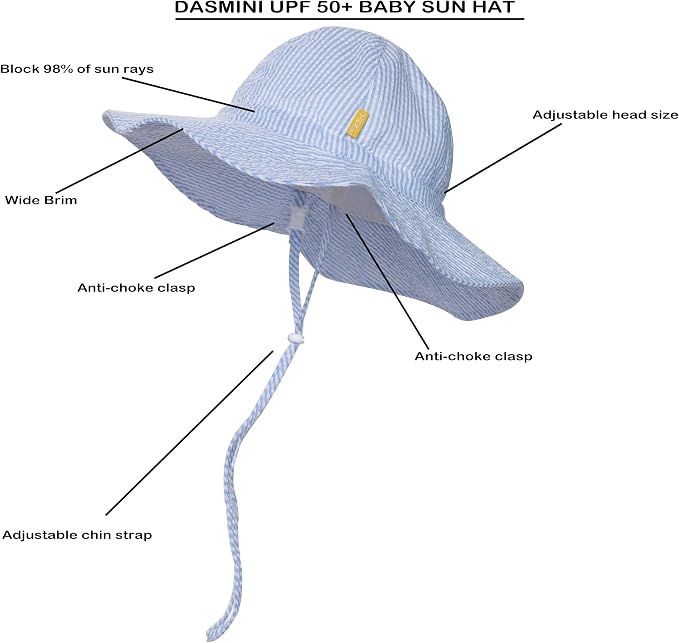 Baby & Toddler Wide Brim Sun Hats UPF 50+ Sun Protection Bucket Cap Cute - Image 3