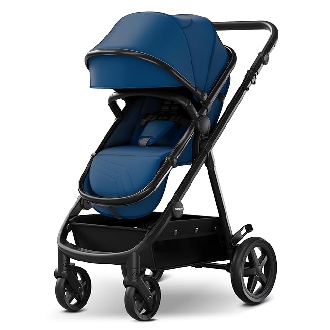 Mompush Meteor2 Baby Stroller 2-in-1 with Newborn Mode, Large Shock-Absorbing Wheels, Car Seat Adapter Included – Full-Size Infant & Toddler Stroller for All-Terrain Family Outings