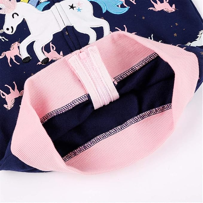 Baby Girl Zip-up Jacket Rainbow Unicorn Cotton Hoodie Sweatshirt Toddler Fall - Image 4
