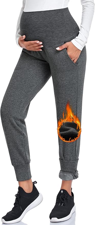 AMPOSH Women's Maternity Pants Stretchy Lounge Workout Pants Casual Loose Comfy Pregnancy Joggers with Pockets