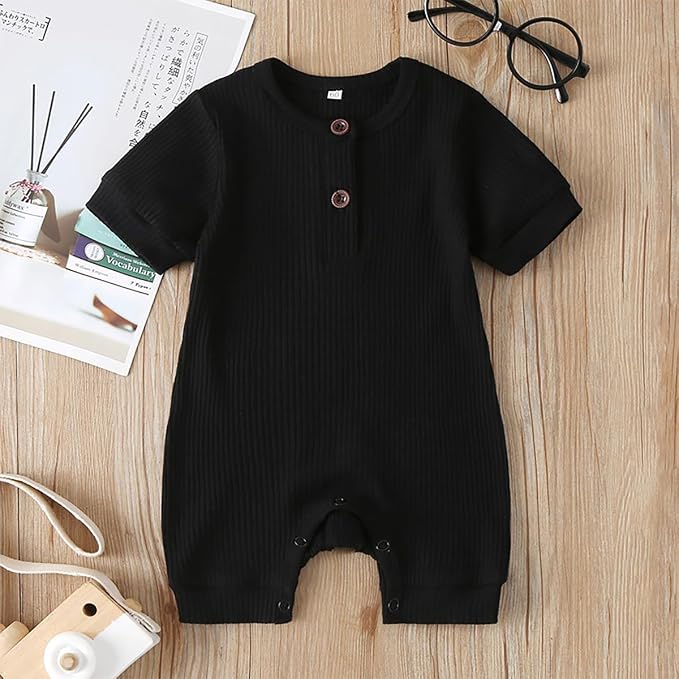 Bafeicao Baby Boy Girl 2/3 Pack Solid Romper Ribbed Short/Long Sleeve | - Image 4