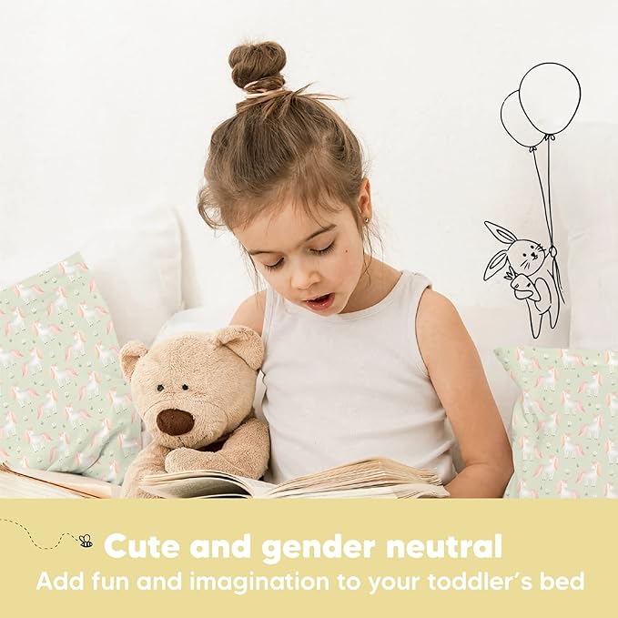 Toddler Pillow with Pillowcase - 13x18 My Little Dreamy Kids Travel Bed Pillows for Sleeping, Organic Cotton Small Pillowcase, Soft & Breathable, Machine Washable, Toddlers 2-5 Years Old (Grace)
