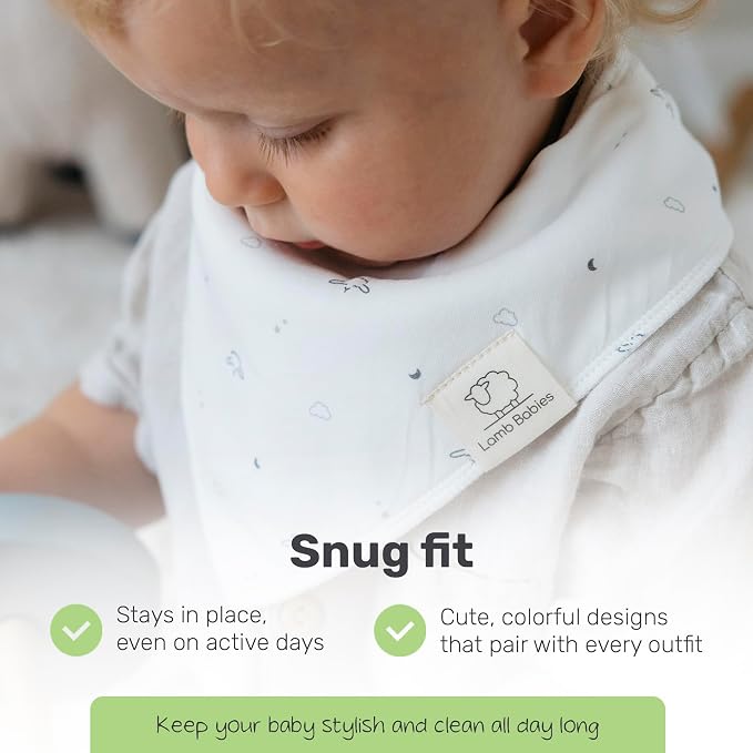 Cotton Bandana Bibs for Babies, Absorbent Drool Bibs for Feeding & Teething - Image 4
