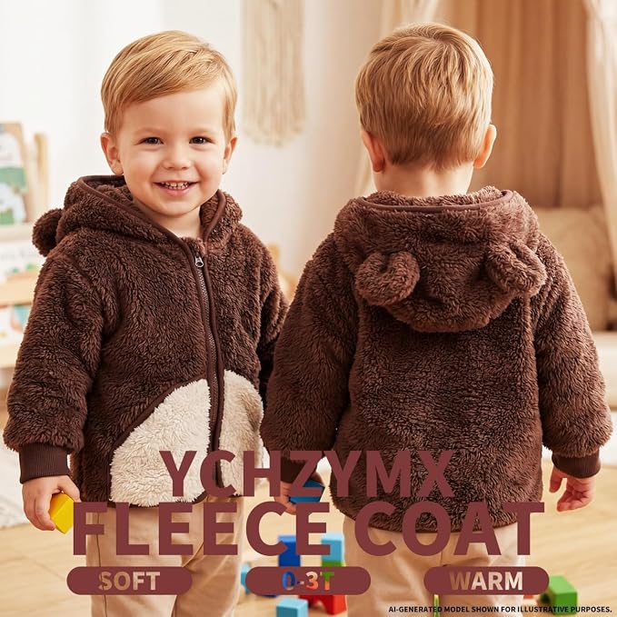 Baby Girl Winter Warm Fleece Jacket Toddler Boy Sherpa Infant Sweater Coat | - Image 3