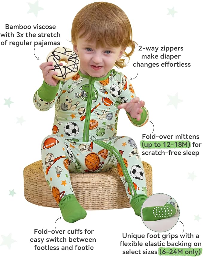 babee Reshinee Bamboo Viscose Baby Footie Pajama, Zipper Sleeper Boys Girls - Image 3