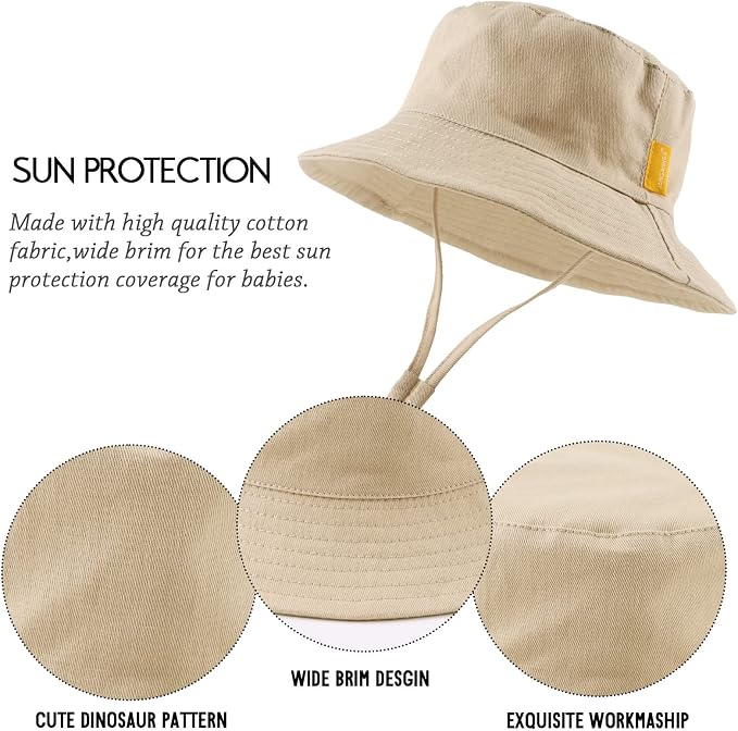 JANGANNSA Cotton Baby Sun Hat Infant Toddler Boys Girls Bucket Hats Summer Sun - Image 4