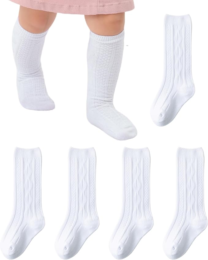 Baby Knee High Socks Soft Seamless Cotton Long Stockings by hakugoo