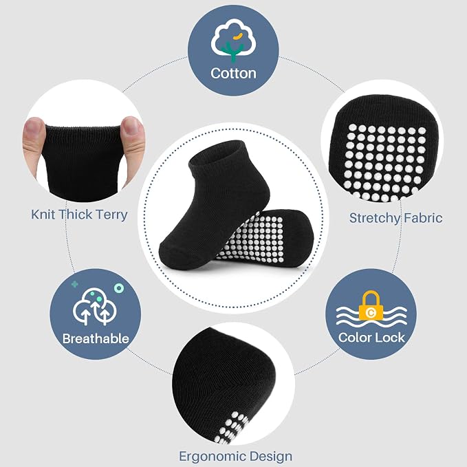 Baby Non-Slip Ankle Socks 12 Pack Soft Cotton - Image 4