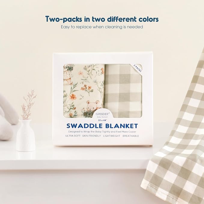 2-Pack Ultra Soft Stretchy Jersey Knit Baby Swaddle Blankets, 33x44 | Snug - Image 7